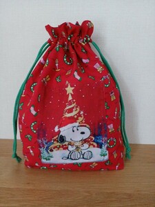 ★snoopy* 巾着袋*クリスマス*大きめ 給食袋 *スヌーピー*ハンドメイド♪