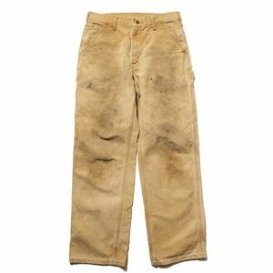 00's 10's カーハート Carhartt シングルニー パンツ (32x32) ブラウン ワーク コットン ダック 雰囲気系 ダメージ 00年代 Y2K