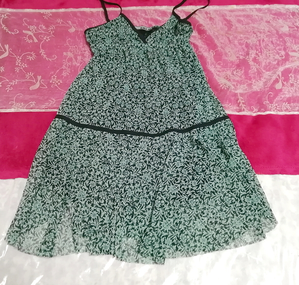 Chemise de nuit déshabillée à motif floral vert foncé, robe camisole, babydoll, mode, mode féminine, camisole