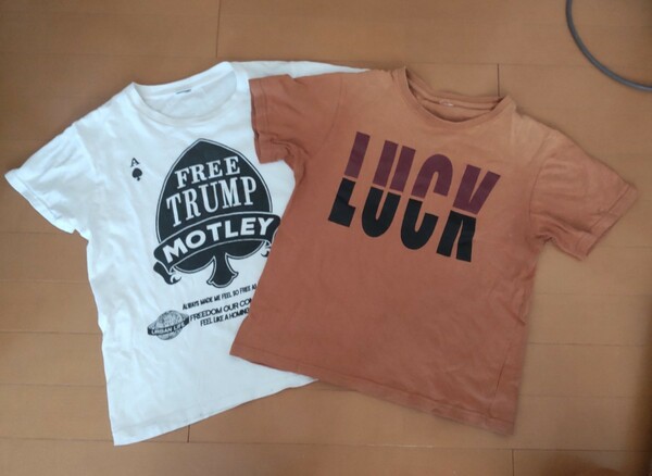 送料無料！Design Tshirts Store graniph(グラニフ)とdev!rock(デビロック)の半袖Tシャツ2枚/白・茶色/キッズ・子供用/男の子/140サイズ