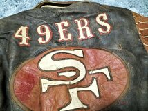 ジェフ・ハミルトン jeff hamilton 49ers MLF オールレザー スタジャン アメリカ製 サイズXL ヴィンテージ レア ダメージ 売切り!!_画像5