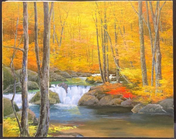 Item from the Harada family collection No. 67 [Authentic work] Nishikishu mountain stream Akio Harada F30 Oil painting Bronze award at the Elite Selection Exhibition 2nd place at the International Art France Exhibition, painting, oil painting, Nature, Landscape painting