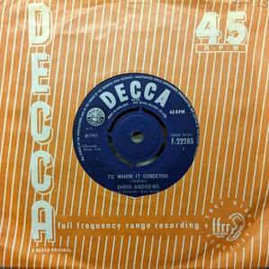 ☆CHRIS ANDREWS/TO WHOM IT CONCERNS1965'UK DECCA7INCH