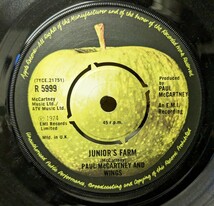 ☆PAUL McCARTNEY&WINGS/JUNIOR'S FARM1974'UK APPLE7INCH _画像2