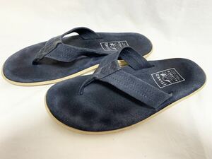 希少 美品 ISLAND SLIPPER アイランド スリッパ スエード レザー トング ビーチ サンダル メンズ 10 27～28cm前後 ネイビー 靴 ハワイ製