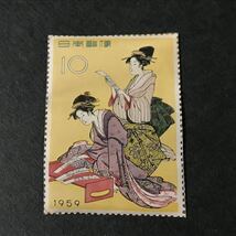 日本切手 記念切手 切手趣味週間 浮世絵源氏八景等 1955年〜1959年 10円切手 まとめてバラ9枚_画像4
