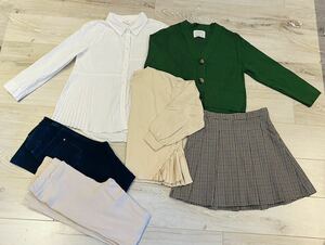 美品あり☆ZARA・TUCHE・UNIQLO☆140・6点セット☆カーデ・スカート・長袖ブラウス・ロンT・パンツ・まとめて・ザラ・ユニクロ・トゥーシェ