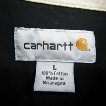 サイズ L carhartt 長袖 シャツ 無地 ブラック 刺繍 ワンポイント カーハート 古着 ビンテージ 3O1810_画像3