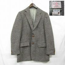 USA製サイズ？ Harris tweed ウール ツイード テーラード ジャケット ブレザー グレー ハリスツイード 古着 ビンテージ 3O2409_画像1