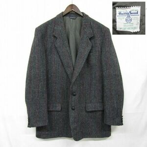 サイズ 44 Harris tweed ウール ツイード テーラード ジャケット ブレザー グレー系 ハリスツイード 古着 ビンテージ 3O2509