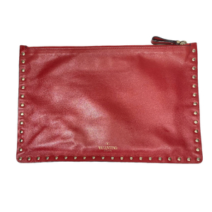 VALENTINO GARAVANI Valentino galava-ni clutch bag second bag bag leather studs red Logo 