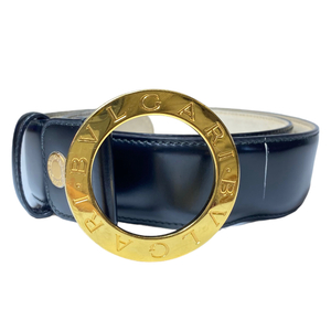 BVLGARI BVLGARY 26107 ремень аксессуары BVLGARY BVLGARY man круглый пряжка кожа черный Gold металлические принадлежности [ размер 110/44]