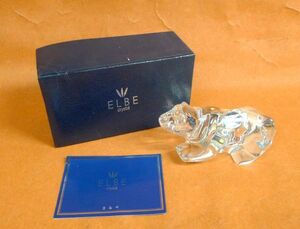 j268 ELBE クリスタル クマ 置物 箱付き ガラス インテリア 飾り 洋風 サイズ：約 幅8×高さ6×奥行17ｃｍ /60