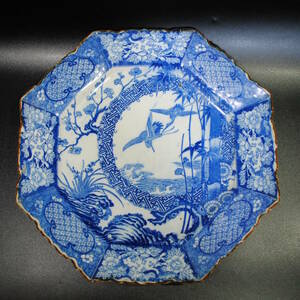[ outright sales shop ] star anise large plate blue and white ceramics Tang lion .. flowers and birds map old Imari shaku plate amount plate decoration plate 