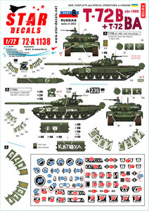 スターデカール 72-A1138 1/72 ウクライナの戦争＃8 ロシア軍のT-72B(1989～)/T-72BA主力戦車(2022年)