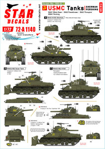 スターデカール 72-A1140 1/72 朝鮮戦争＃1 アメリカ海兵隊 シャーマンとパーシング M4A3(105)ドーザー戦車/M4A3火炎放射戦車/M26A1