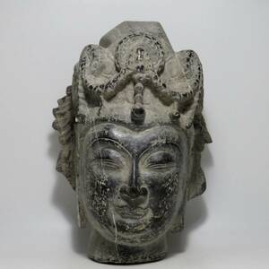 仏教美術　旧家初出　古石　時代　仏頭　仏像　インド　ガンダーラ　中国　李朝　朝鮮　韓国　　H２３cm