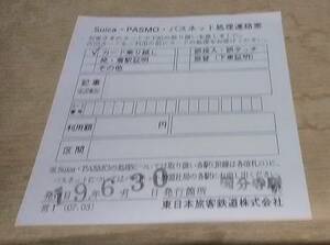 東 Suica PASMO パスネット 処理 連絡票 国分寺駅発行