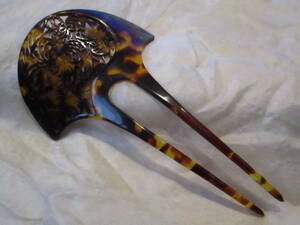 *book@ tortoise shell tortoise shell .... carving . type . ornamental hairpin large era thing antique ②