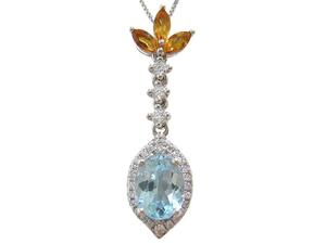  free shipping [ natural blue topaz ] citrine pendant necklace yellow wednesday 
