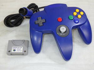 Nintendo 任天堂 ニンテンドー64 コントローラ ブロス ブルー NUS-005 NUS-004 コントローラーパック付き 動作品保証#TM9078