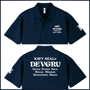 NAVY SEALs DEVGRU ドライポロシャツ （サイズM～5L）紺【品番vr616】