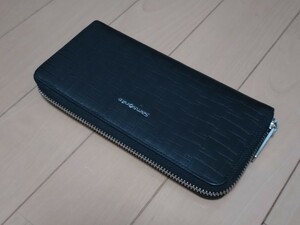 Samsonite 本革長財布（型押/ブラック）【美品】サムソナイト