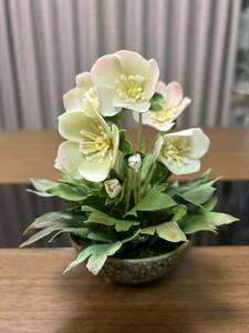  Christmas rose ( hand made, interior, decoration, ornament, artificial flower, living, entranceway, resin clay, celebration, present, birthday, pretty )