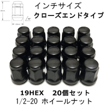 1/2-20 マットブラック ホイールナット 19HEX 20個 アストロ サファリ シェビーバン バンデューラ　黒ナット_画像1