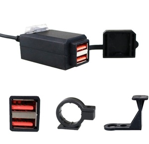 バイク USB電源 2ポート 防水 クイックチャージ QC3.0 DC12V 急速充電 ハンドル ミラー 取り付け スマホ 携帯 充電 給電