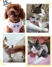 犬　猫 ハーネス リード セット 犬用　猫用 高級感のあるチェック柄 光る かわいい おしゃれ 反射板 小型犬 中型犬 脱げない_画像5