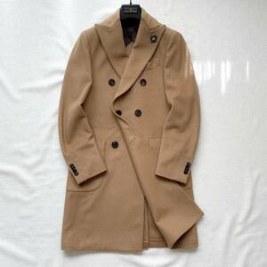 ■1円〜 ＜美品!!＞■LARDINI ラルディーニ ダブルブレスト チェスターコート ウール エレガント 上質 秋冬 お洒落 ベージュ 42(XS程度)