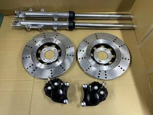 KH double disk set punching rotor Fork buffing caliper left right / front BEET Kijima KH250 Yoshimura KH400 400SS 350SS