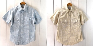 3TJ106]USA made lock mount short sleeves western shirt 2 put on set S light blue base / beige base design SPI636/1654F-B