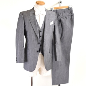 3SK014]manjardin made in Japan slim 2. button fancy tuxedo suit 6 point set no- tuck silver plain Y4 S wedding 50-385