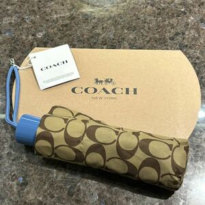 COACH シグネチャー 折りたたみ傘 折り畳み傘 ブルー