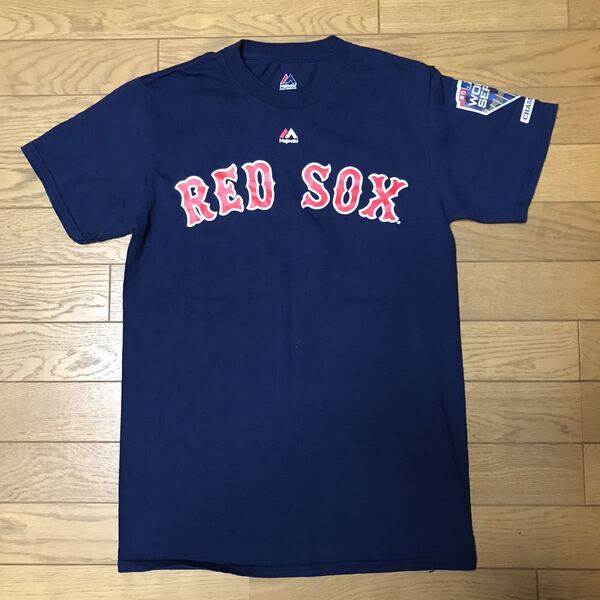 MLB BOSTON RED SOX #19 BRADLEY JR. “2018 WORLD SERIES CHAMPIONS” T-SHIRTS (Majestic) size-S(着丈67身幅44) 未使用 送料無料 NCNR