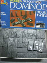 【1円～】外国おもちゃ ドミノゲーム Wooden Dragon Double TWELVE 木製 91ピース ドラゴン柄_画像1