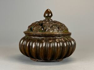 古美術 時代物 銅製 細工 雲紋 香炉 在銘 香道具