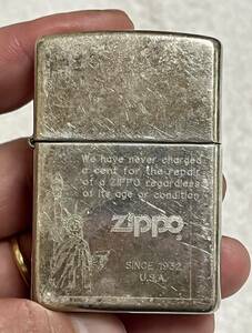 ①ZIPPO ジッポー オイルライター sterling スターリング シルバー 1995年 USA ビンテージ 火花確認ok