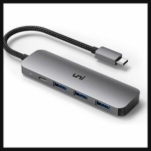 【開封のみ】uni★USB Cハブ、uni 4-in-1 USB Cアダプター 3つのUSB 3.0ポート付き 100W USB-C PD充電ポート Thunderbolt 3 送料込★