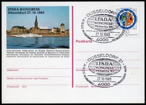 西ドイツ 1983年 グレゴリオ暦400周年60pf官製葉書国際切手商組合会議記念-国際切手商組合会議初日特印-(1543) 