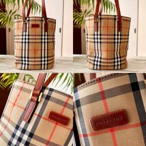 超美品 正規品 BURBERRY バーバリー レザーショルダーバッグ ノバチェック レディース メンズ 牛革 本革 ブラウン 茶 肩掛け トート A4_画像2