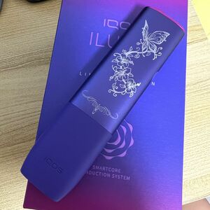 iQOS ILUMA ONE アイコス イルマ ワン レーザー加工 アゲハ蝶 ネオン 紫 バタフライ 蝶 薔薇 バラ タトゥー