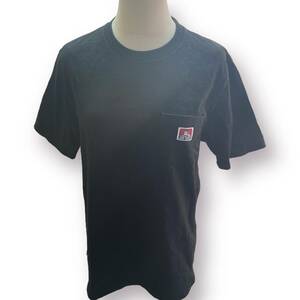 S580 100円スタート DEN DAVIS メンズ Tシャツ 半袖 カジュアル M ブラック（黒）無地 コットン 万能 ポケット 