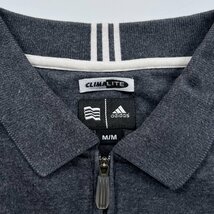 adidas アディダス 半袖ポロシャツ トップス ハーフジップ グレー サイズM メンズ ヴィンテージ スポーツウェア ゴルフウェア_画像3