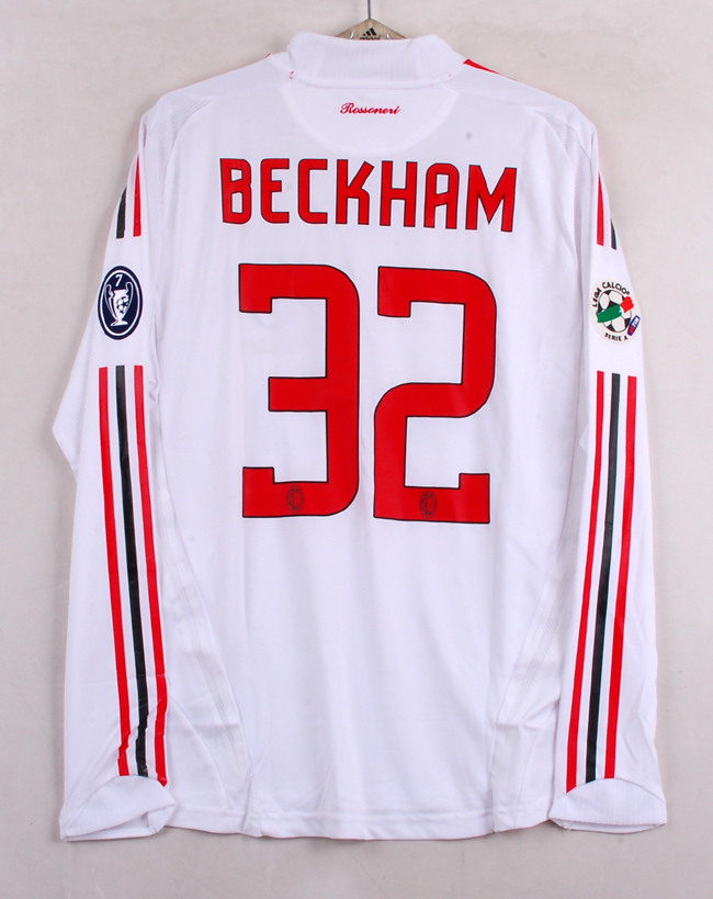 08-09ACミラン(A)#32ベッカム BECKHAM 選手用長袖 正規 セリエA仕様 L