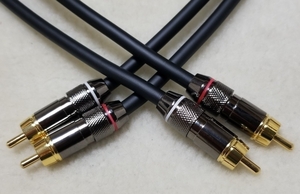 送料無料! MOGAMI モガミ 2534 0.2M 20cm ペア 2本セット 黒 red RCA ケーブル　プラグ　24k メッキ ハンドメイド カスタムケーブル