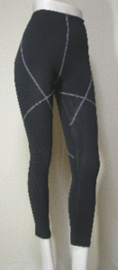 [ Lady's sport leggings ]. sweat speed ., waste to* hip * legs, gray stitch stripe, sport leggings < black × ash :M>2010140