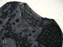 美品 Y’s ワイズ YOHJI YAMAMOTO ヨウジヤマモト 日本製 ★ ウール100% 花柄カーディガン 2 薄手ウールジャージー 黒ブラック グレー系_画像4